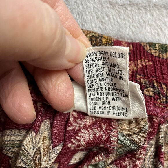 Vintage 90s Koret Midi Skirt Womens 14 Burgundy Paisley Button Up Cottagecore - Picture 5 of 10